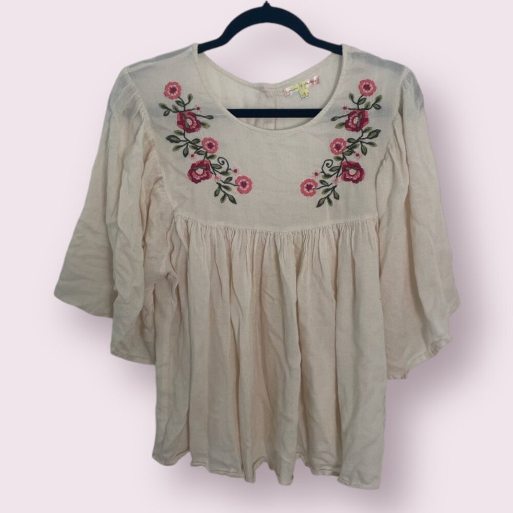⭐Boho Embroidered Floral Chic Girly Bohemian Artsy Art Hipster Hippie Hip Blouse